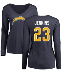 NFL Women's Nike Los Angeles Chargers #23 Rayshawn Jenkins Navy Blue Name & Number Logo Long Sleeve T-Shirt