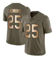 Youth Nike Los Angeles Chargers #25 Rayshawn Jenkins Limited Olive/Gold 2017 Salute to Service NFL Jersey