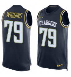 Men's Nike Los Angeles Chargers #79 Kenny Wiggins Limited Navy Blue Player Name & Number Tank Top NFL Jersey