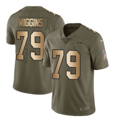 Youth Nike Los Angeles Chargers #79 Kenny Wiggins Limited Olive/Gold 2017 Salute to Service NFL Jersey