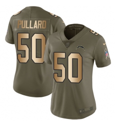 Women's Nike Los Angeles Chargers #50 Hayes Pullard Limited Olive/Gold 2017 Salute to Service NFL Jersey