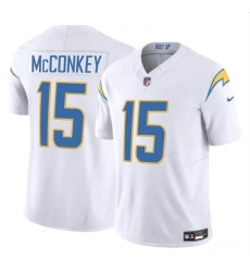 Men's Los Angeles Chargers #15 Ladd McConkey White 2024 F.U.S.E Draft Vapor Limited Football Stitched Jersey