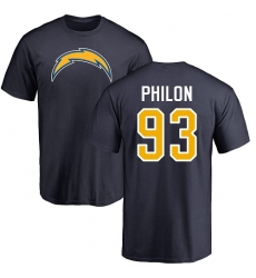 NFL Nike Los Angeles Chargers #93 Darius Philon Navy Blue Name & Number Logo T-Shirt