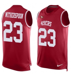 Men's Nike San Francisco 49ers #23 Ahkello Witherspoon Limited Red Player Name & Number Tank Top NFL Jersey