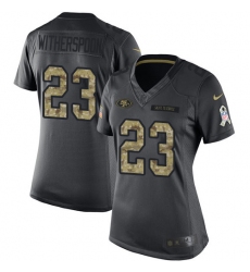 Women's Nike San Francisco 49ers #23 Ahkello Witherspoon Limited Black 2016 Salute to Service NFL Jersey
