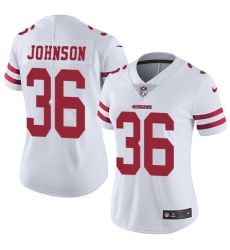 Women's Nike San Francisco 49ers #36 Dontae Johnson White Vapor Untouchable Limited Player NFL Jersey