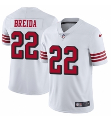 Men's Nike San Francisco 49ers #22 Matt Breida Limited White Rush Vapor Untouchable NFL Jersey