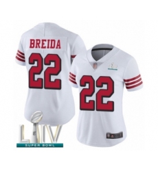 Women's San Francisco 49ers #22 Matt Breida Limited White Rush Vapor Untouchable Super Bowl LIV Bound Football Jersey