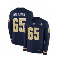 Youth Nike Los Angeles Rams #65 John Sullivan Limited Navy Blue Therma Long Sleeve NFL Jersey