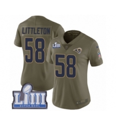 Women's Nike Los Angeles Rams #58 Cory Littleton Limited Olive 2017 Salute to Service Super Bowl LIII Bound NFL Jersey