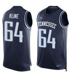 Men's Nike Tennessee Titans #64 Josh Kline Limited Navy Blue Player Name & Number Tank Top NFL Jersey