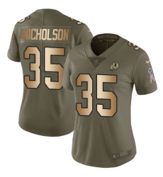 Women's Nike Washington Redskins #35 Montae Nicholson Limited Olive/Gold 2017 Salute to Service NFL Jersey