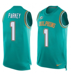 Men's Nike Miami Dolphins #1 Cody Parkey Limited Aqua Green Player Name & Number Tank Top NFL Jersey