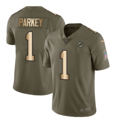 Men's Nike Miami Dolphins #1 Cody Parkey Limited Olive/Gold 2017 Salute to Service NFL Jersey