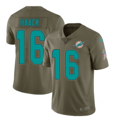 Men's Nike Miami Dolphins #16 Matt Haack Limited Olive 2017 Salute to Service NFL Jersey