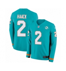 Youth Nike Miami Dolphins #2 Matt Haack Limited Aqua Therma Long Sleeve NFL Jersey