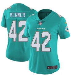 Women's Nike Miami Dolphins #42 Alterraun Verner Aqua Green Team Color Vapor Untouchable Elite Player NFL Jersey