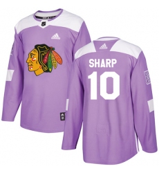 Men's Adidas Chicago Blackhawks #10 Patrick Sharp Authentic Purple Fights Cancer Practice NHL Jersey