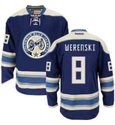 Men's Reebok Columbus Blue Jackets #8 Zach Werenski Premier Navy Blue Third NHL Jersey
