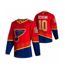 Men's St. Louis Blues #10 Brayden Schenn Red 2020-21 Reverse Retro Alternate Hockey Jersey