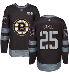 Men's Adidas Boston Bruins #25 Brandon Carlo Authentic Black 1917-2017 100th Anniversary NHL Jersey