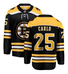 Men's Boston Bruins #25 Brandon Carlo Authentic Black Home Fanatics Branded Breakaway NHL Jersey
