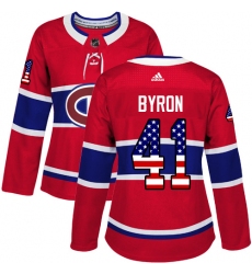 Women's Adidas Montreal Canadiens #41 Paul Byron Authentic Red USA Flag Fashion NHL Jersey