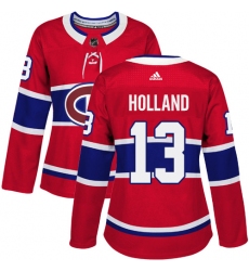 Women's Adidas Montreal Canadiens #13 Peter Holland Premier Red Home NHL Jersey