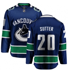 Youth Vancouver Canucks #20 Brandon Sutter Fanatics Branded Blue Home Breakaway NHL Jersey