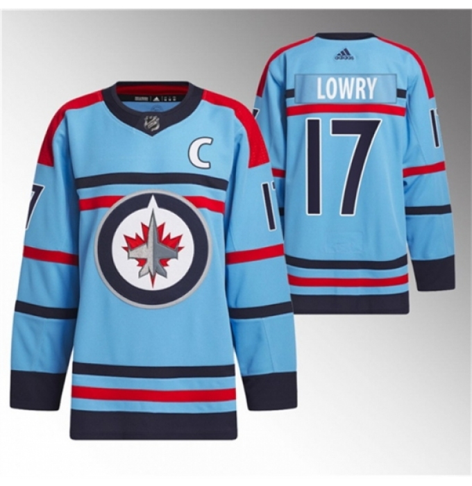 Men's Winnipeg Jets #17 Adam Lowry Light Blue Anniversary Primegreen Stitched Jersey