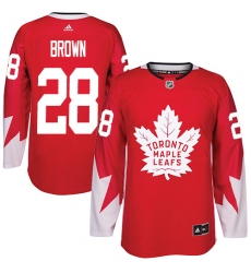 Youth Adidas Toronto Maple Leafs #28 Connor Brown Authentic Red Alternate NHL Jersey