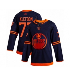Youth Edmonton Oilers #77 Oscar Klefbom Authentic Navy Blue Alternate Hockey Jersey