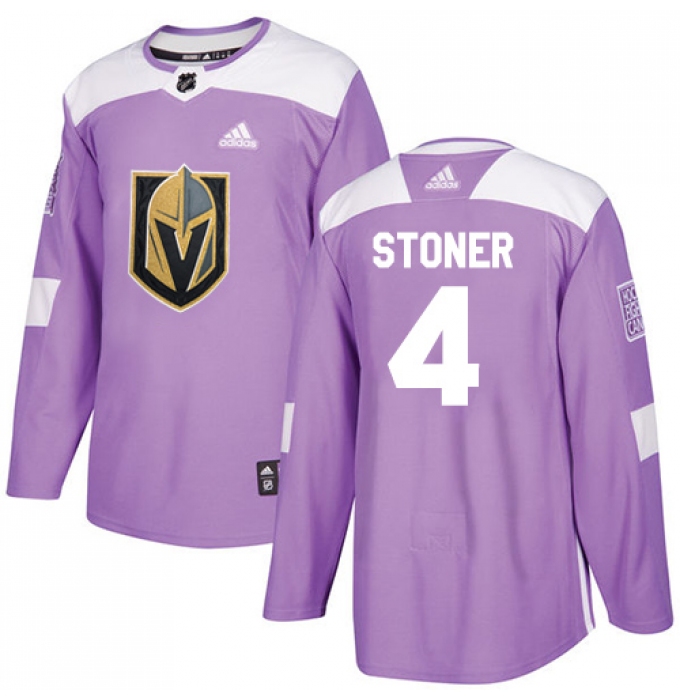 Men's Adidas Vegas Golden Knights #4 Clayton Stoner Authentic Purple Fights Cancer Practice NHL Jersey