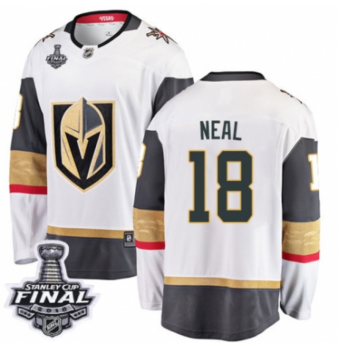Men's Vegas Golden Knights #18 James Neal Authentic White Away Fanatics Branded Breakaway 2018 Stanley Cup Final NHL Jersey