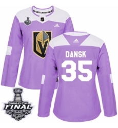 Women's Adidas Vegas Golden Knights #35 Oscar Dansk Authentic Purple Fights Cancer Practice 2018 Stanley Cup Final NHL Jersey