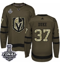 Men's Adidas Vegas Golden Knights #37 Reid Duke Authentic Green Salute to Service 2018 Stanley Cup Final NHL Jersey