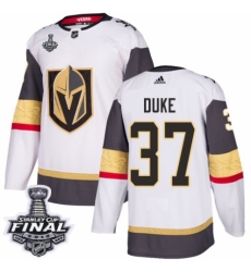 Men's Adidas Vegas Golden Knights #37 Reid Duke Authentic White Away 2018 Stanley Cup Final NHL Jersey