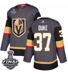 Youth Adidas Vegas Golden Knights #37 Reid Duke Authentic Gray Home 2018 Stanley Cup Final NHL Jersey