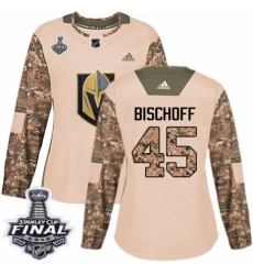 Women's Adidas Vegas Golden Knights #45 Jake Bischoff Authentic Camo Veterans Day Practice 2018 Stanley Cup Final NHL Jersey