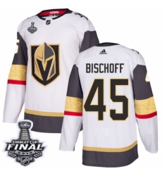 Women's Adidas Vegas Golden Knights #45 Jake Bischoff Authentic White Away 2018 Stanley Cup Final NHL Jersey