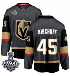 Youth Vegas Golden Knights #45 Jake Bischoff Authentic Black Home Fanatics Branded Breakaway 2018 Stanley Cup Final NHL Jersey