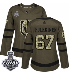 Women's Adidas Vegas Golden Knights #67 Teemu Pulkkinen Authentic Green Salute to Service 2018 Stanley Cup Final NHL Jersey