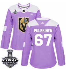Women's Adidas Vegas Golden Knights #67 Teemu Pulkkinen Authentic Purple Fights Cancer Practice 2018 Stanley Cup Final NHL Jersey