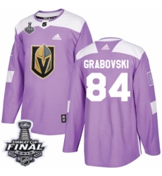 Youth Adidas Vegas Golden Knights #84 Mikhail Grabovski Authentic Purple Fights Cancer Practice 2018 Stanley Cup Final NHL Jersey