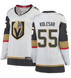 Women's Vegas Golden Knights #55 Keegan Kolesar Authentic White Away Fanatics Branded Breakaway NHL Jersey