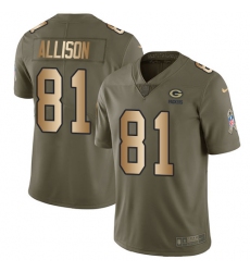 Men's Nike Green Bay Packers #81 Geronimo Allison Limited Olive/Gold 2017 Salute to Service NFL Jersey