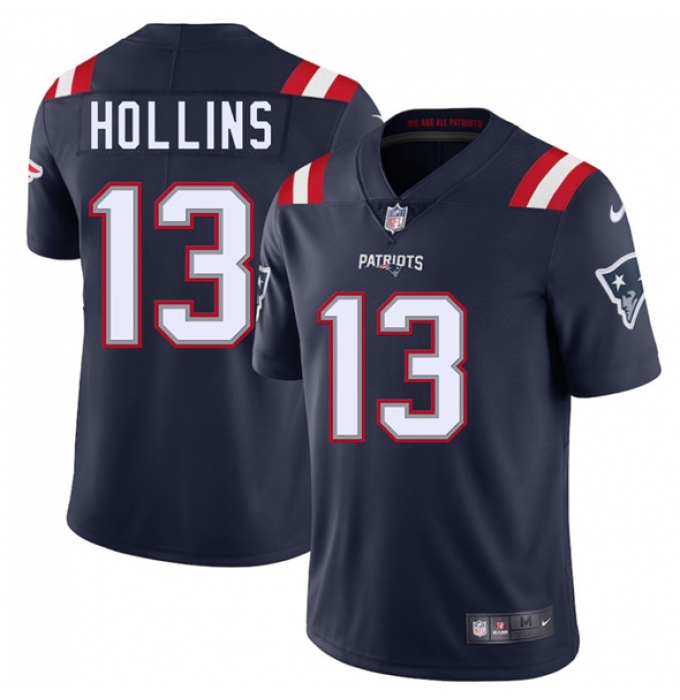 Men's New England Patriots #13 Mack Hollins Navy 2025 Vapor Limited Football Stitched Jersey