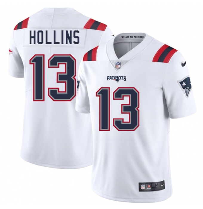 Men's New England Patriots #13 Mack Hollins White 2025 Vapor Limited Football Stitched Jersey