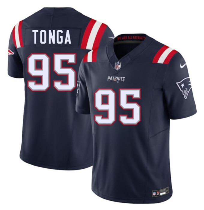 Men's New England Patriots #95 Khyiris Tonga Navy 2025 F.U.S.E. Vapor Limited Football Stitched Jersey