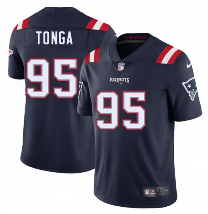 Men's New England Patriots #95 Khyiris Tonga Navy 2025 Vapor Limited Football Stitched Jersey